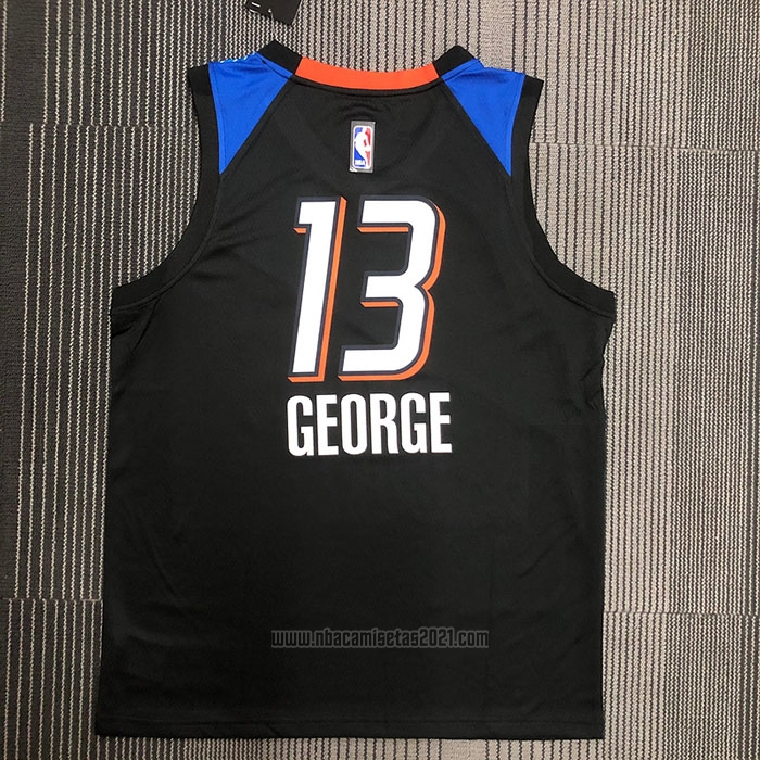 Camiseta Oklahoma City Thunder Paul George #13 Ciudad 2020-21 Negro